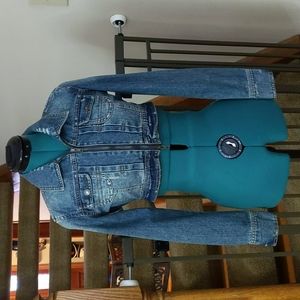 Cropped distressed denim jacket